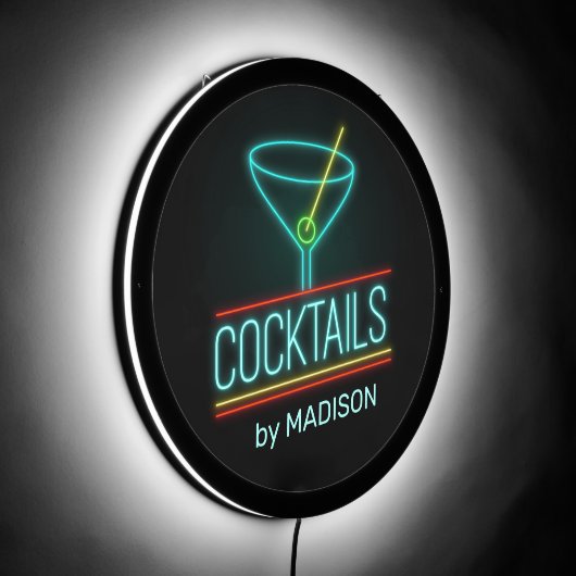 Custom Name Coctails LED Sign (Angle)