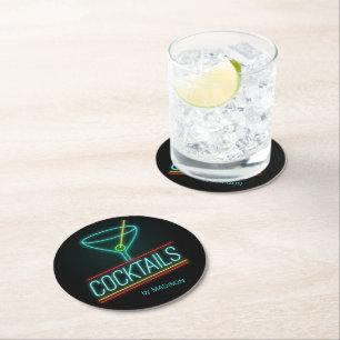 Custom name COCTAILS Round Paper Coaster