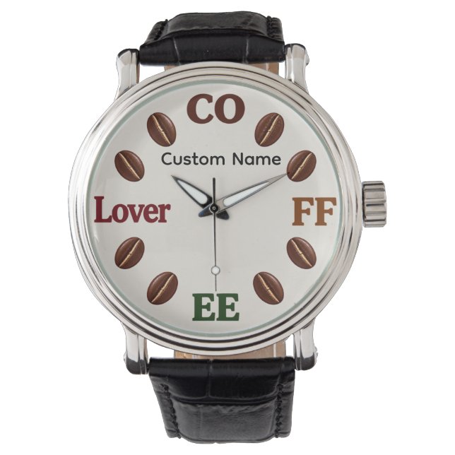 Custom Name Coffee Bean Watch Gift (Front)