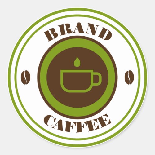 Custom name coffee logo classic round sticker