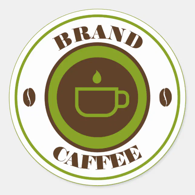 Custom name coffee logo classic round sticker Zazzle