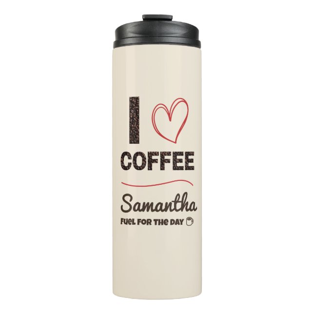 Custom Name Coffee Lover Gift Thermal Tumbler (Front)