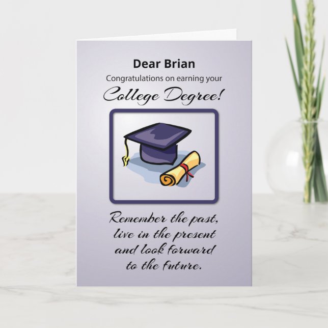 Custom Name, College Graduation, Remember the Past Card (Front)