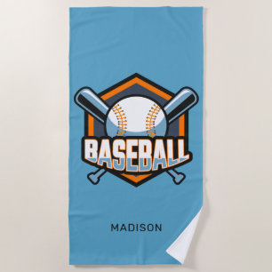 Custom Name & Color Baseball Beach Towel