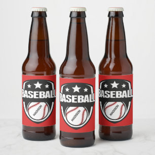 Custom Name & Color Baseball Beer Bottle Label