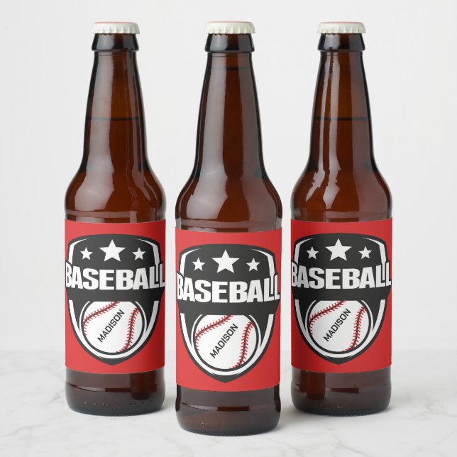 Custom Name & Color Baseball Beer Bottle Label (Bottles)