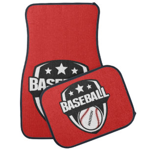 Custom Name & Color Baseball Car Floor Mat