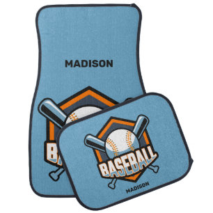 Custom Name & Color Baseball Car Floor Mat