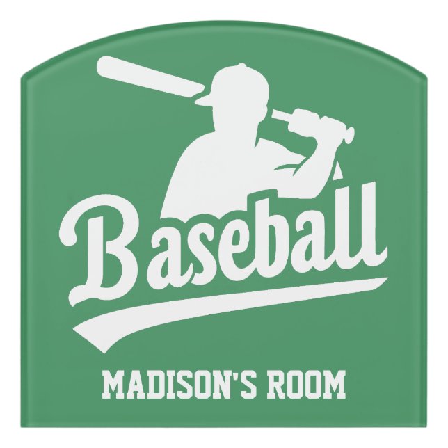 Custom Name & Color Baseball Door Sign (Contour Front)