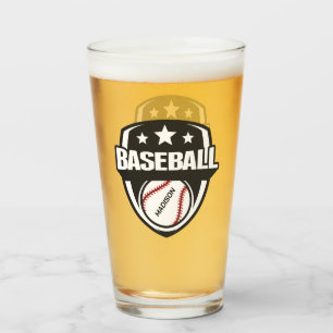 Custom Name & Color Baseball Glass