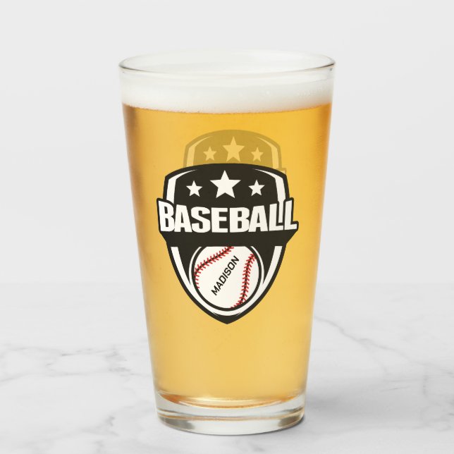 Custom Name & Color Baseball Glass (Back Filled)