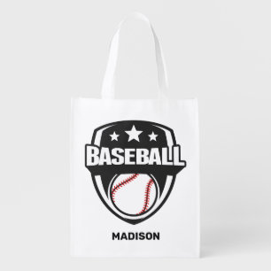 Custom Name & Color Baseball Grocery Bag
