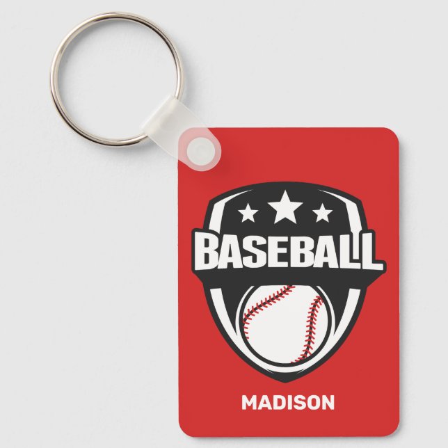 Custom Name & Color Baseball Keychain (Front)