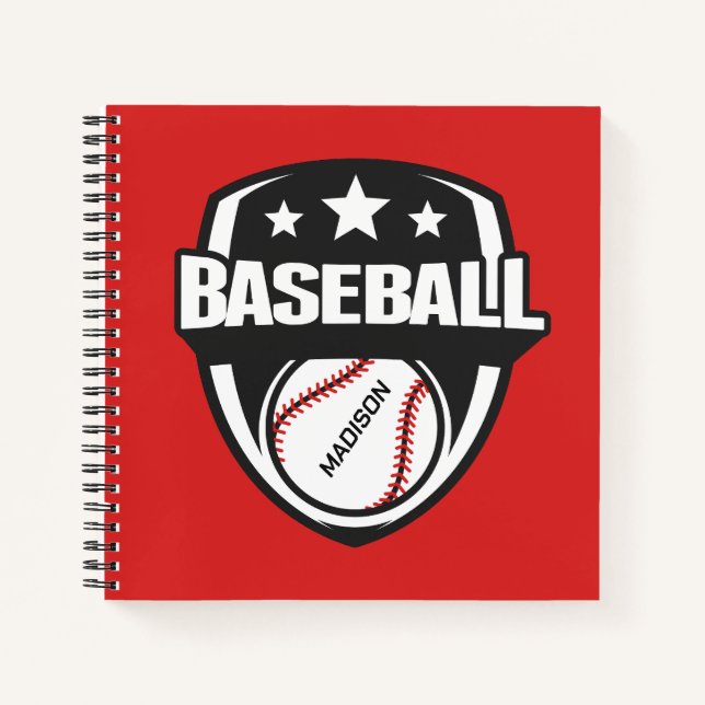 Custom Name & Color Baseball Notebook (Front)
