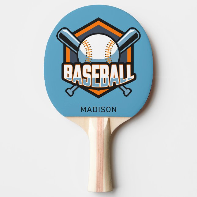 Custom Name & Color Baseball Ping Pong Paddle (Front)
