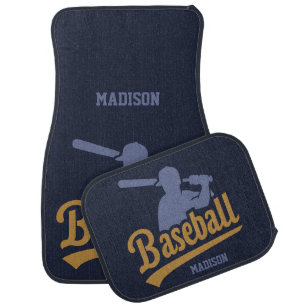 Custom Name & Color Baseball Player Car Floor Mat