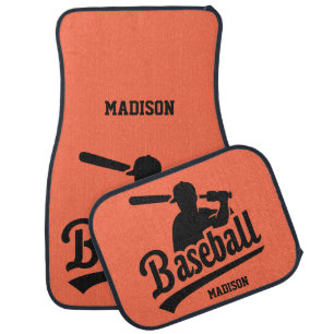 Custom Name & Color Baseball Player Car Floor Mat