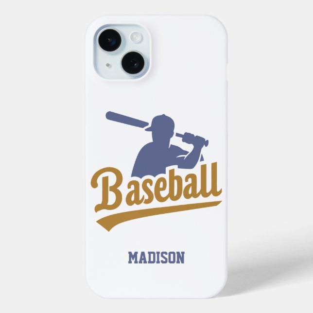 Custom Name & Color Baseball Player Case-Mate iPhone Case (Back)