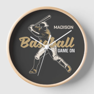 Custom Name & Color Baseball Player Clock