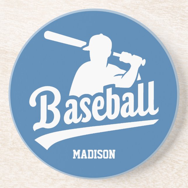 Custom Name & Color Baseball Player Coaster (Front)
