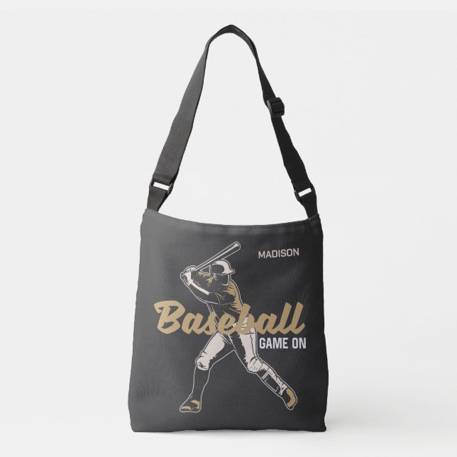 Custom Name & Color Baseball Player Crossbody Bag (Front)