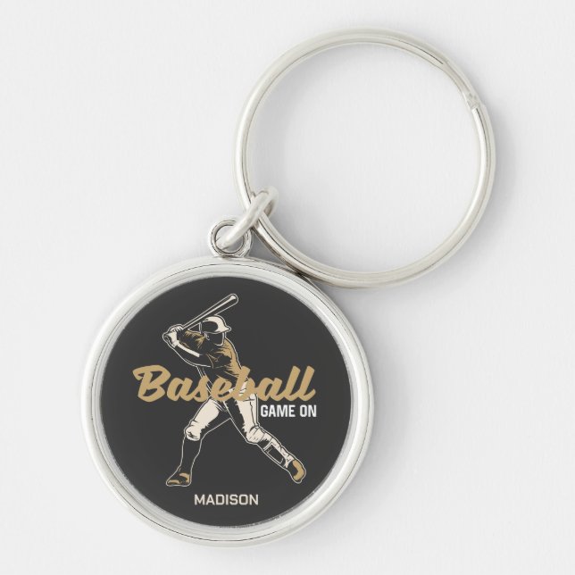 Custom Name & Color Baseball Player Keychain (Front)