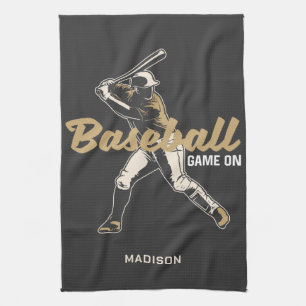 Custom Name & Color Baseball Player Kitchen Towel
