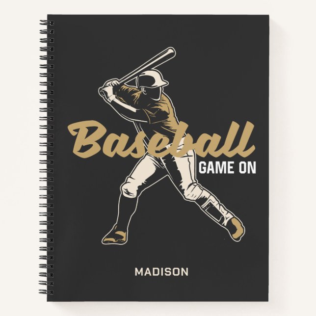 Custom Name & Color Baseball Player Notebook (Front)
