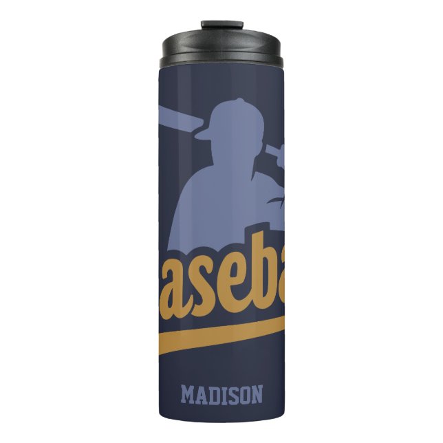 Custom Name & Color Baseball Player Thermal Tumbler (Front)