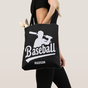 Custom Name & Color Baseball Player Tote Bag
