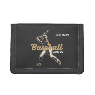 Custom Name & Color Baseball Player Tri-fold Wallet