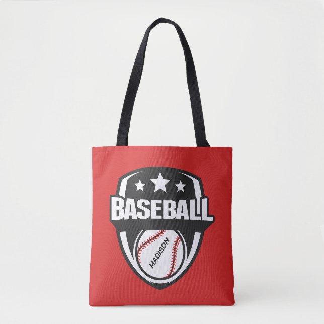 Custom Name & Color Baseball Tote Bag (Front)