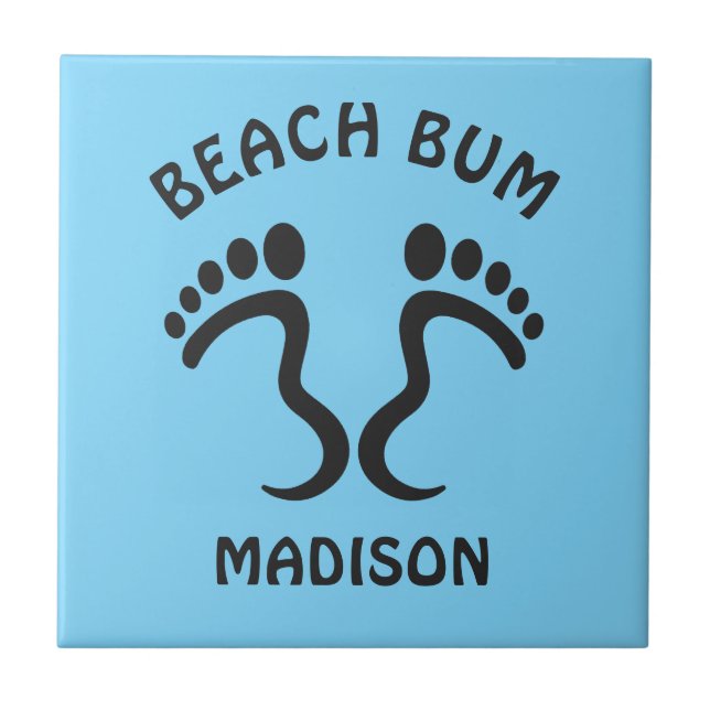 Custom Name & Color Beach Bum Ceramic Tile (Front)