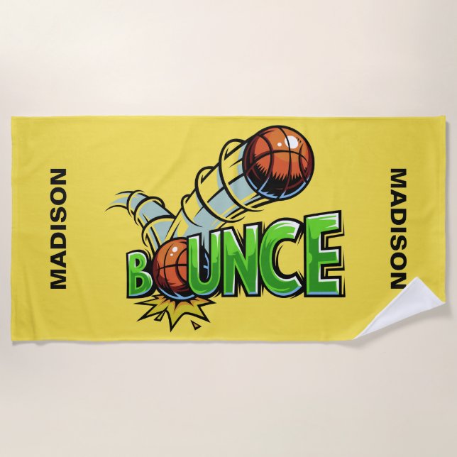 Custom name & color BOUNCE Basketball towel (Front)