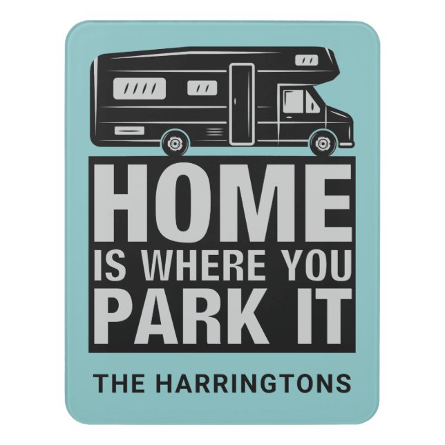 Custom name & color Camper Van Door Sign (Contemporary Vert)