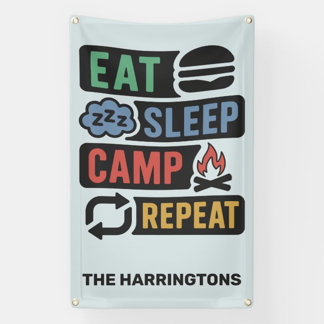 Custom Name & Color Camping Banner (Vertical)
