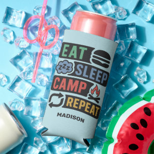 Custom Name & Color Camping Seltzer Can Cooler