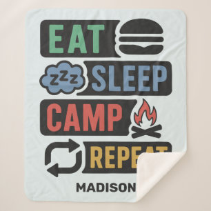 Custom Name & Color Camping Sherpa Blanket