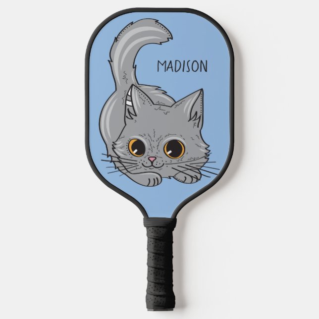 Custom name & color Cute Kitten Pickleball Paddle (Front)