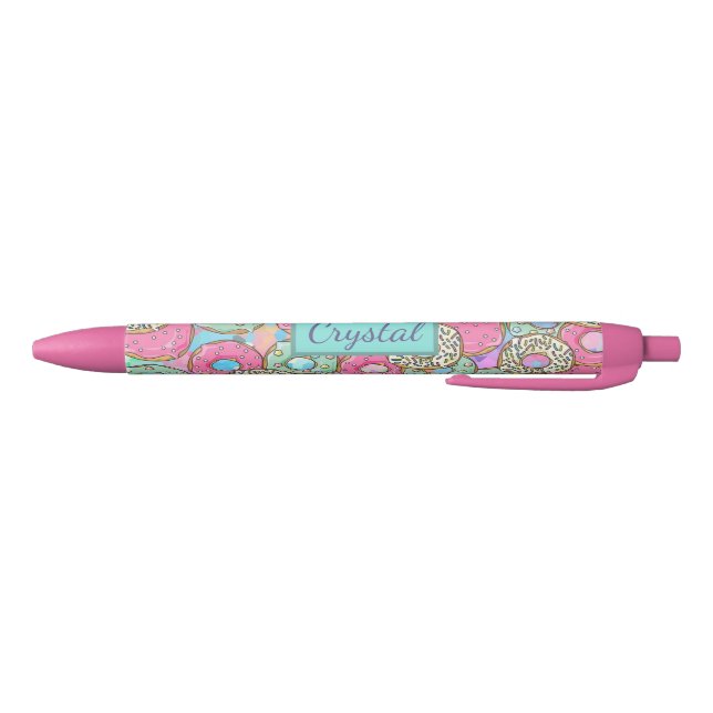 Custom Name & Color Cute Pastel Donuts & Sprinkles Pen (Bottom)