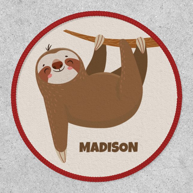 Custom Name & Color Cute Sloth Patch (Front)