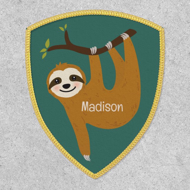 Custom Name & Color Cute Sloth Patch (Front)