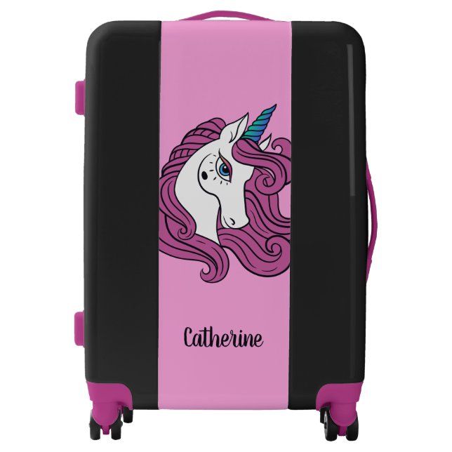Custom name & color Cute Unicorn luggage (Front)