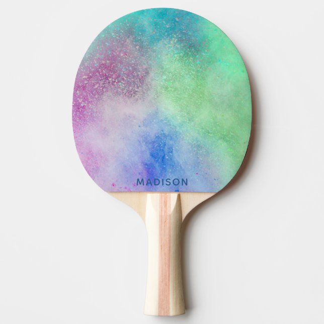 Custom name Color Explosion Ping Pong Paddle (Front)