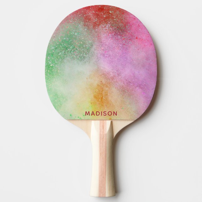 Custom name Color Explosion Ping Pong Paddle (Front)