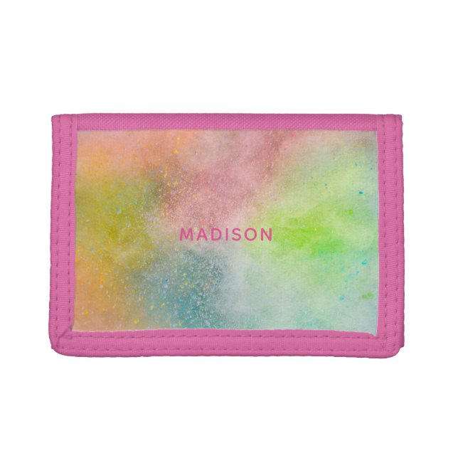 Custom name Color Explosion Trifold Wallet (Front)