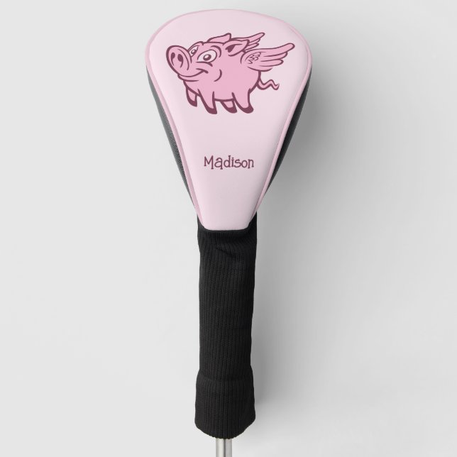 Custom Name & Color Flying Pig Golf Head Cover (Front)