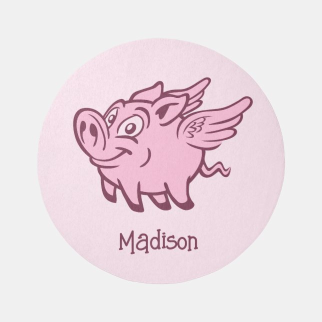 Custom Name & Color Flying Pig Rug (Front)