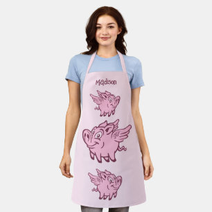 Custom Name & Color Flying Pigs Apron