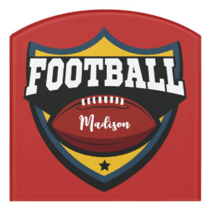 Custom name & color Football Door Sign